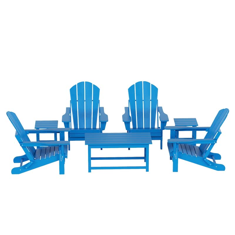 Laguna Hdpe All Weather Outdoor Patio Foldable Adirondack Chairs Conversation Set (7-Piece Set)