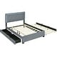 preview thumbnail 20 of 50, Button-Tufted Wingback Bed Velvet Frame Storage Platform Bed with 2 Drawers, Trundle Bed and Smart LED Light Bed Frame