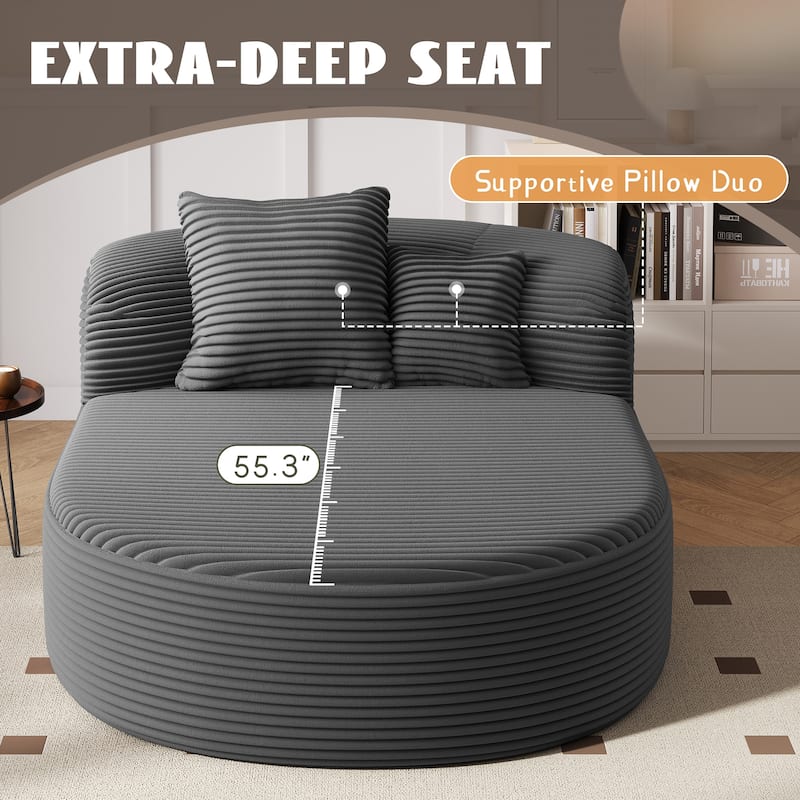 Modern Chaise Lounge Sofa Boneless Couch 51.6" Sofa Bed Compression Sofa Couch With Two Supportive Pillows