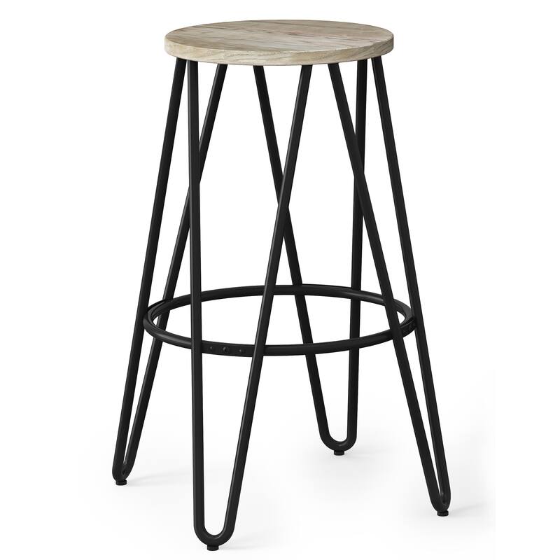 WYNDENHALL Kendall Industrial Metal Counter Height Stool with Wood Seat
