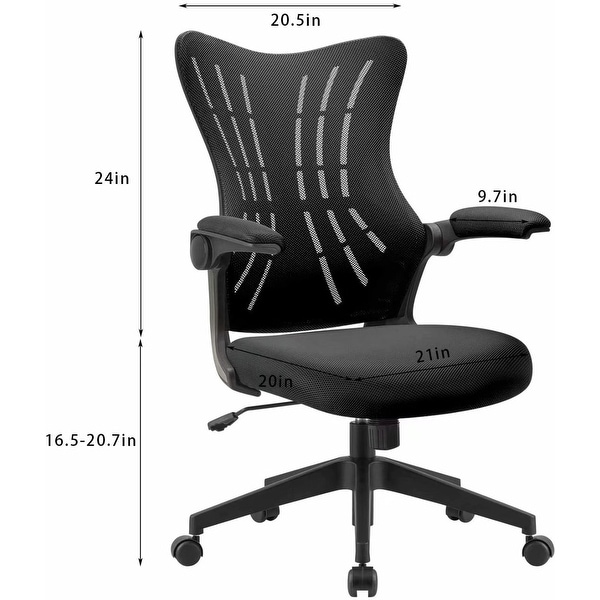 Ergonomic Mesh Swivel Chair Mid-back Computer Office Desk Chair Metal Base Black 