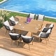 preview thumbnail 14 of 20, PURPLE LEAF Outdoor Dining Set for Garden Deck Wicker Table and Chairs Set-11 Piece Teak(9 Pcs Square Teak Table)