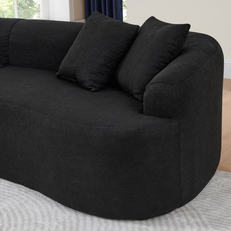 Curved Modular Sectional Sofa in Lamb's Wool Fabric, Modern Minimalist Style, Compressed (No Assembly Required)