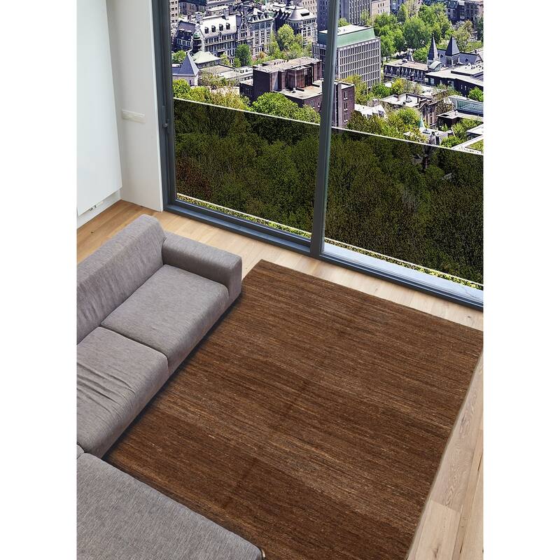 ECARPETGALLERY Flat-Weave Natural Brown Wool Tapestry Kilim - 5'0 x 6'8