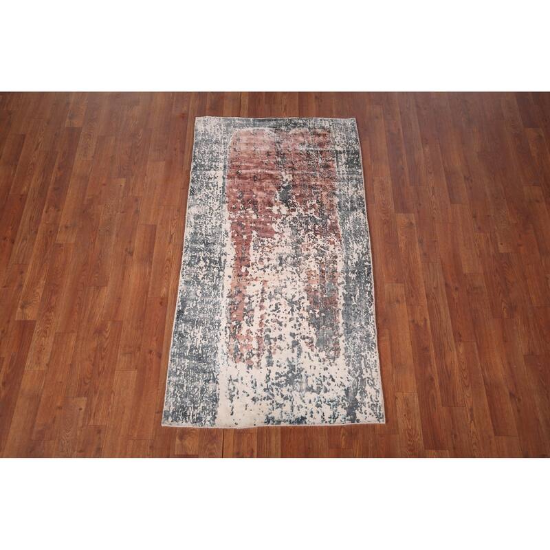 Contemporary Abstract Indian Foyer Rug Handmade Wool Carpet - 2'7"x 4'10"