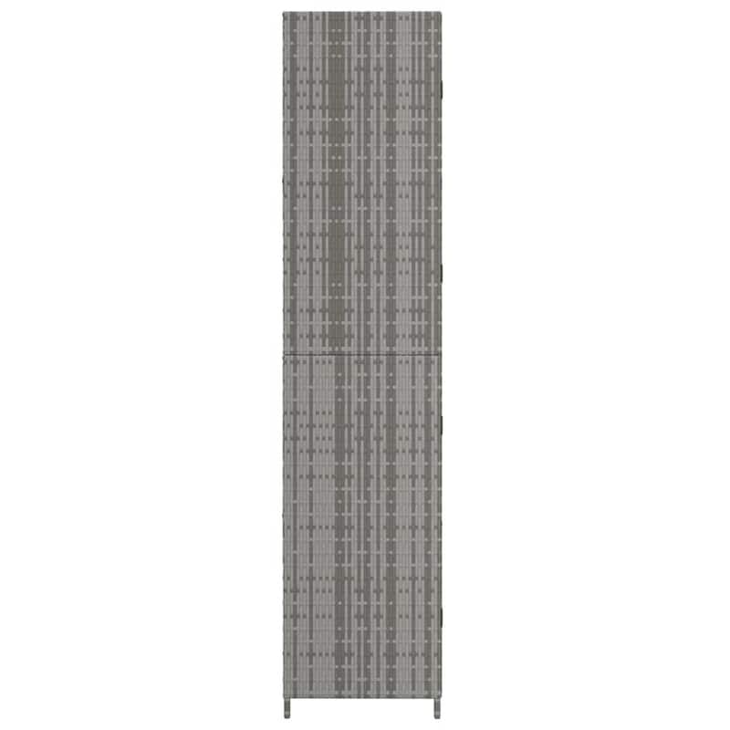 Outdoor Garden 71 Inch Tall Storage Cabinet, 2 Doors, Gray Rattan