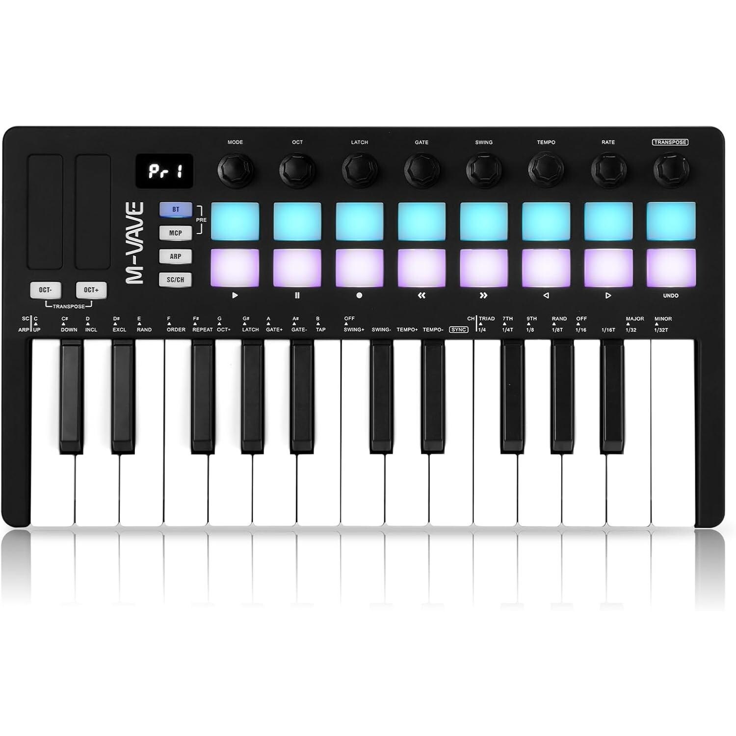M-WAVE MIDI Keyboard Controller 25 Key USB Bluetooth DAW