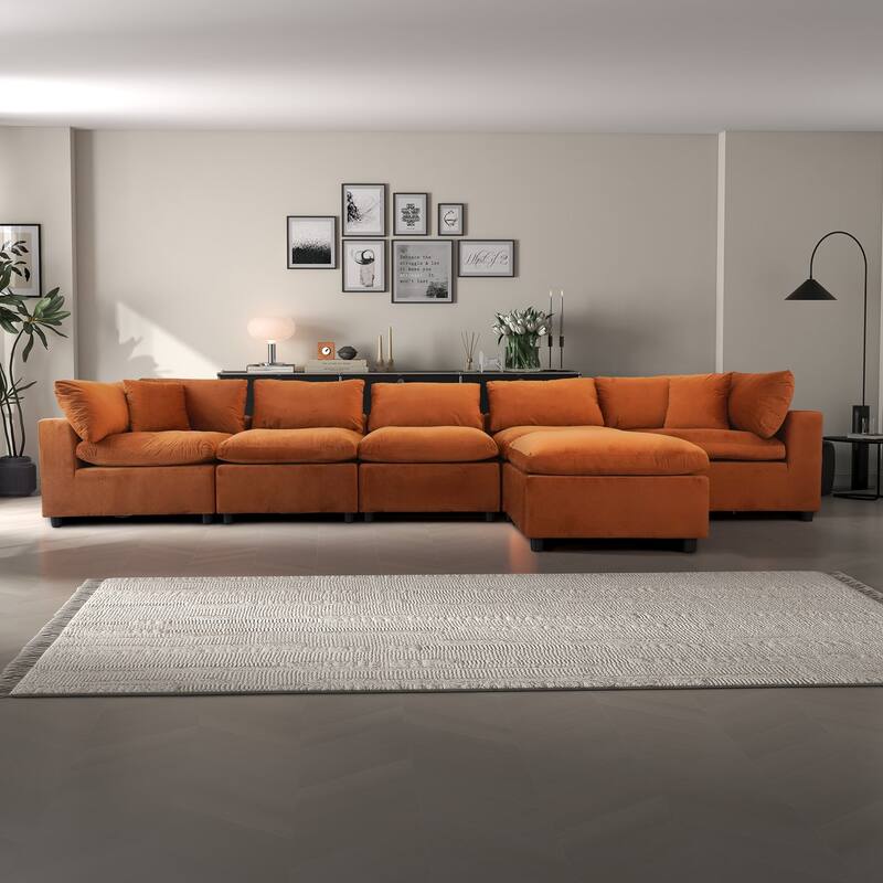 GDFStudio - Hayward Velvet 6-Seater Modular Sectional Sofa