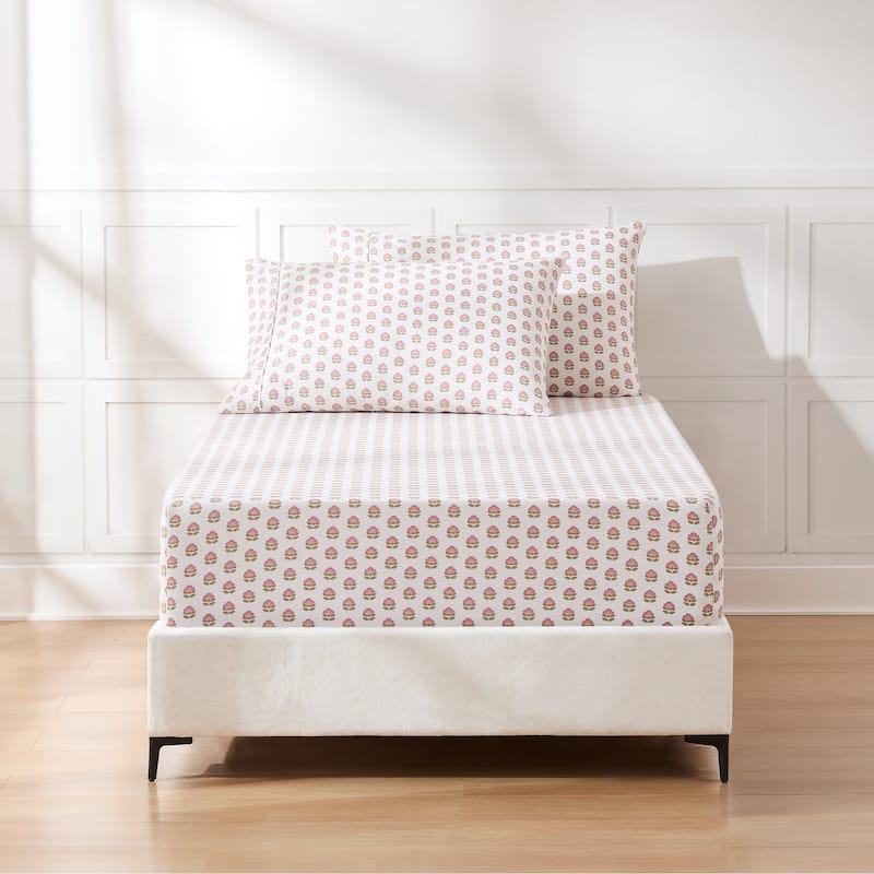 Lush Decor Prisha Floral Peach Sheet Set