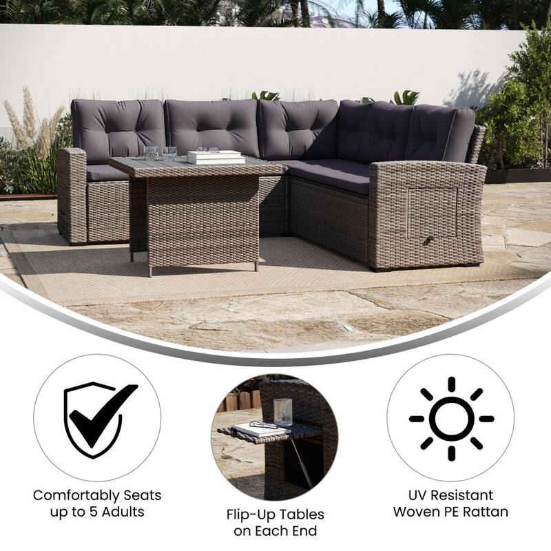 Indoor/Outdoor Conversation Set with Sofa and Table