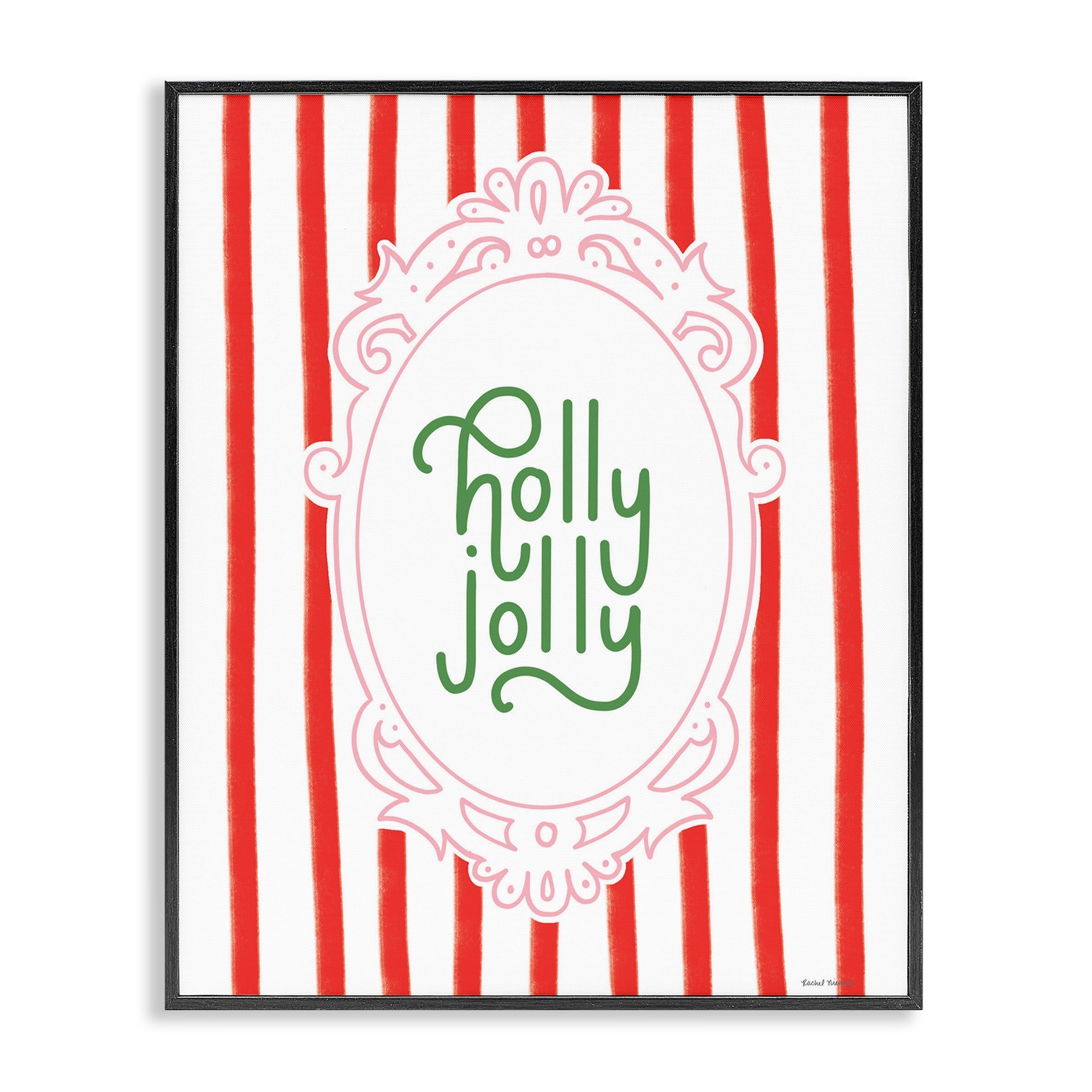 Stupell Holly Jolly Ornate Border Framed Giclee Art Design By Rachel Nieman