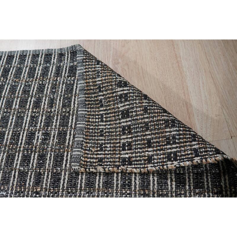 Hand-Knotted Wool Handloom Flatweave Durrie Rug, 6' x 9', Blue Area Rug, Elegant Soft Texture for Living Rooms - L