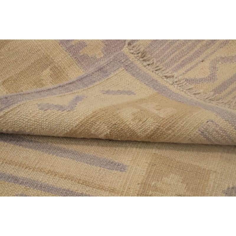 Hand Woven Oriental 100% Wool Carpet Southwestern Tribal Beige & Ivories Kilim Area Rug - 4' 3'' X 2' 1''