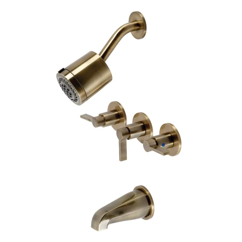Kingston Brass NuvoFusion Tub and Shower Trim Package with 1.8 GPM - Antique Brass