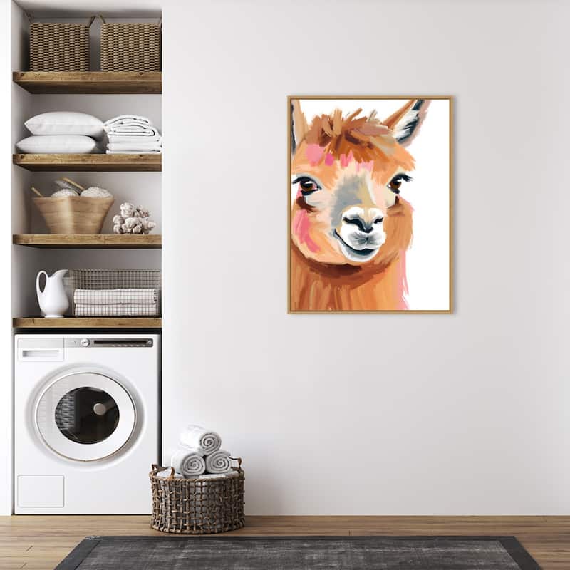 South American camelid by Ohkimiko Framed Canvas Wall Art