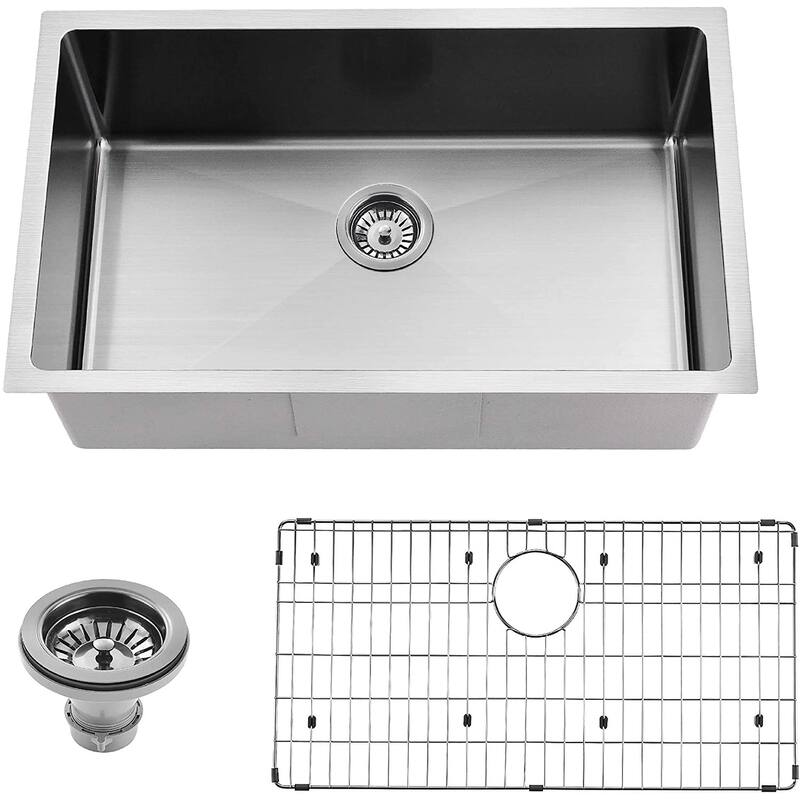 UM3018 17 Inch Under-mount Stainless Steel Single Bowl Kitchen Sink - Nickel