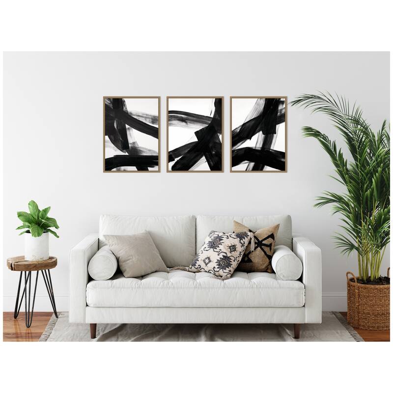 Kate and Laurel Black Mark No. 1, No. 2, & No. 3 3 Piece Framed Canvas Wall Art Set by Amy Lighthall