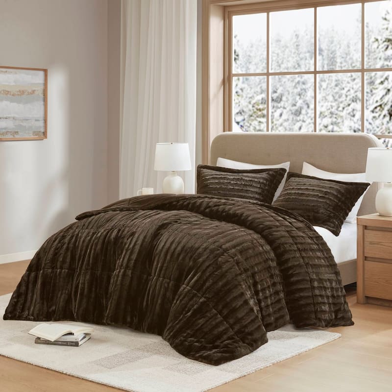 Madison Park York Faux Fur Comforter Mini Set