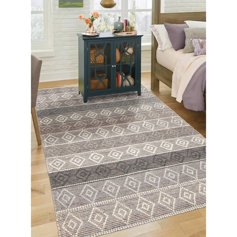 ECARPETGALLERY Braid weave Sienna Khaki Wool Rug - 5'1 x 8'5