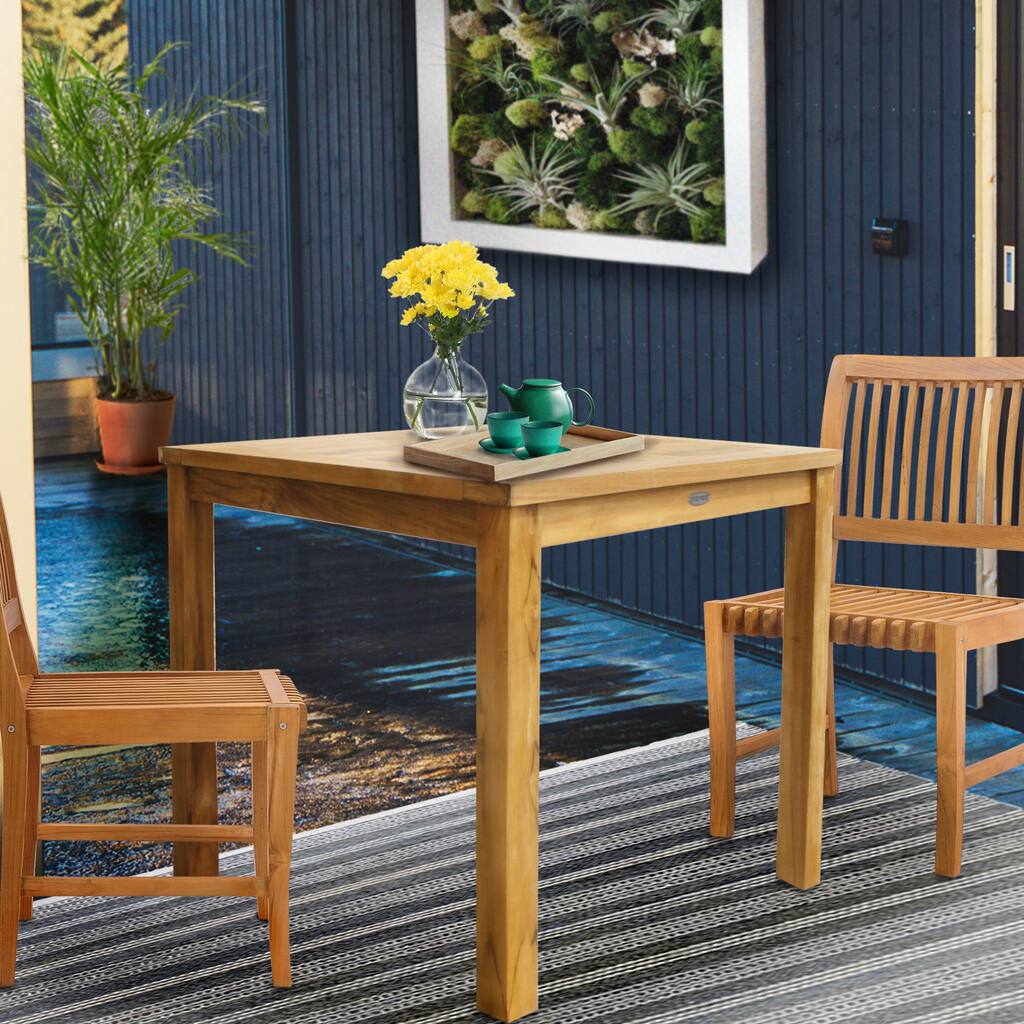 Chic Teak Florence Outdoor Teak Wood Patio Bistro Table, 27 Inch (table ...