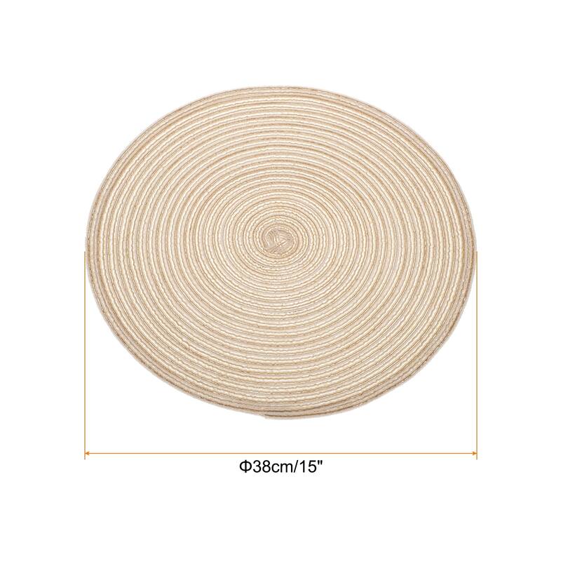 6pcs Round Braided Placemats Non-Slip Washable Round Table Mats