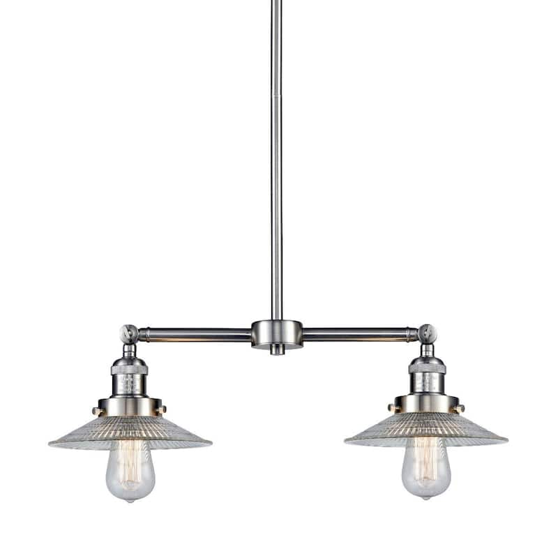 Innovations Lighting Halophane 2 Light 21" Wide Linear Chandelier - Brushed Satin Nickel / Flat
