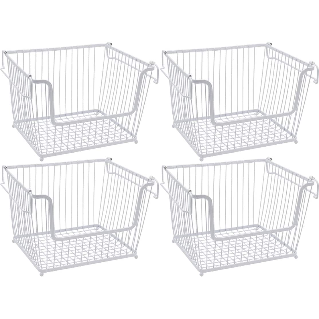 Stackable Metal Storage Organizer Bin Basket Large, 6 Pack On Sale