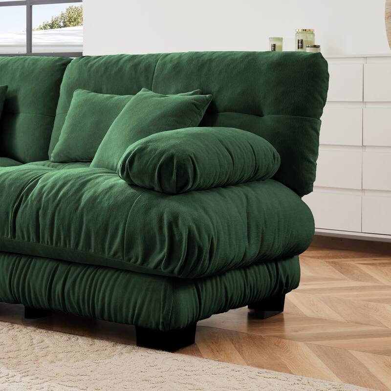 Modular L-Shaped 4-Seater Sectional Sofa Free Combination Cloud Sofa with Convertible Ottomans for Living Room