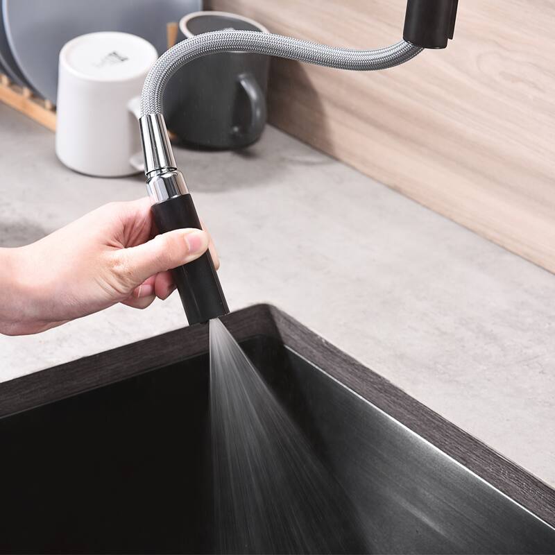 Single Handle Kitchen Faucet Pull Down Sprayer with Soap Dispenser