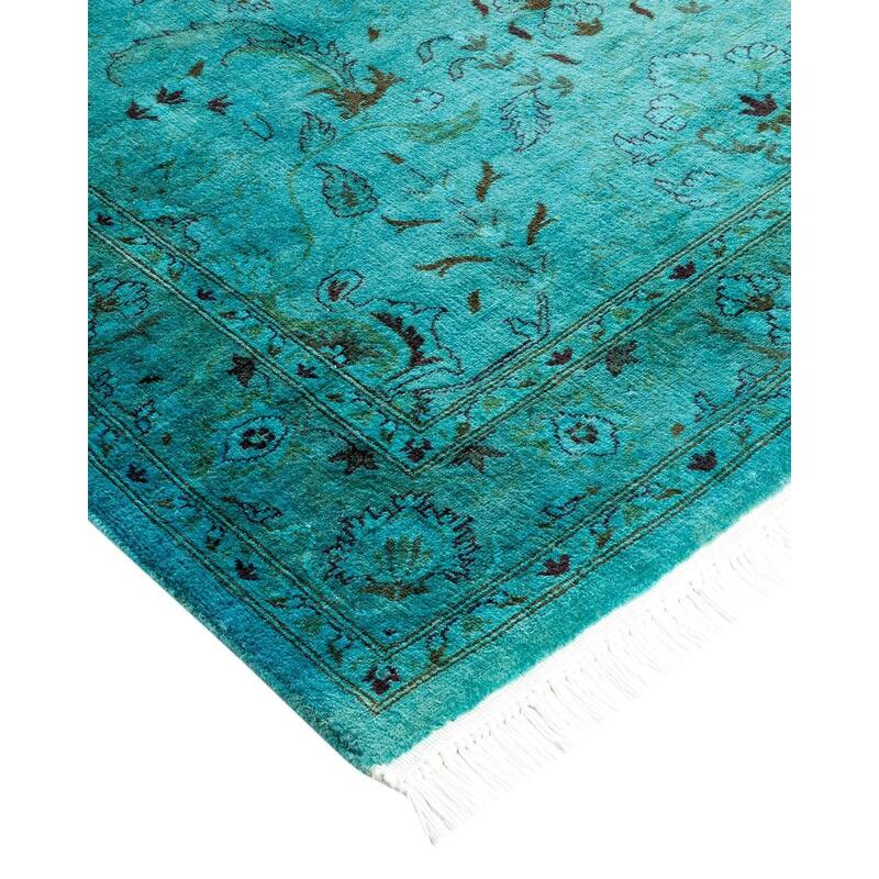 Overton Hand Knotted Wool Vintage Inspired Modern Contemporary Overdyed Blue Area Rug - 3' 1" x 5' 3"