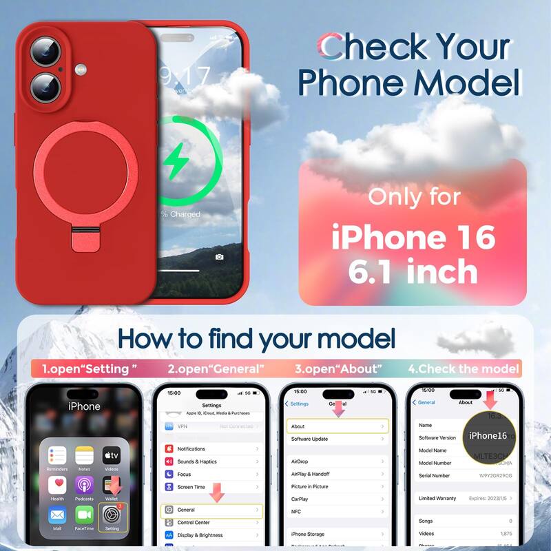 iPhone 16 Case, Liquid Silicone, Moisturizing Factor, Extreme Soft Slim Phone Case with Stand Compatible with MagSafe 6.1 inch