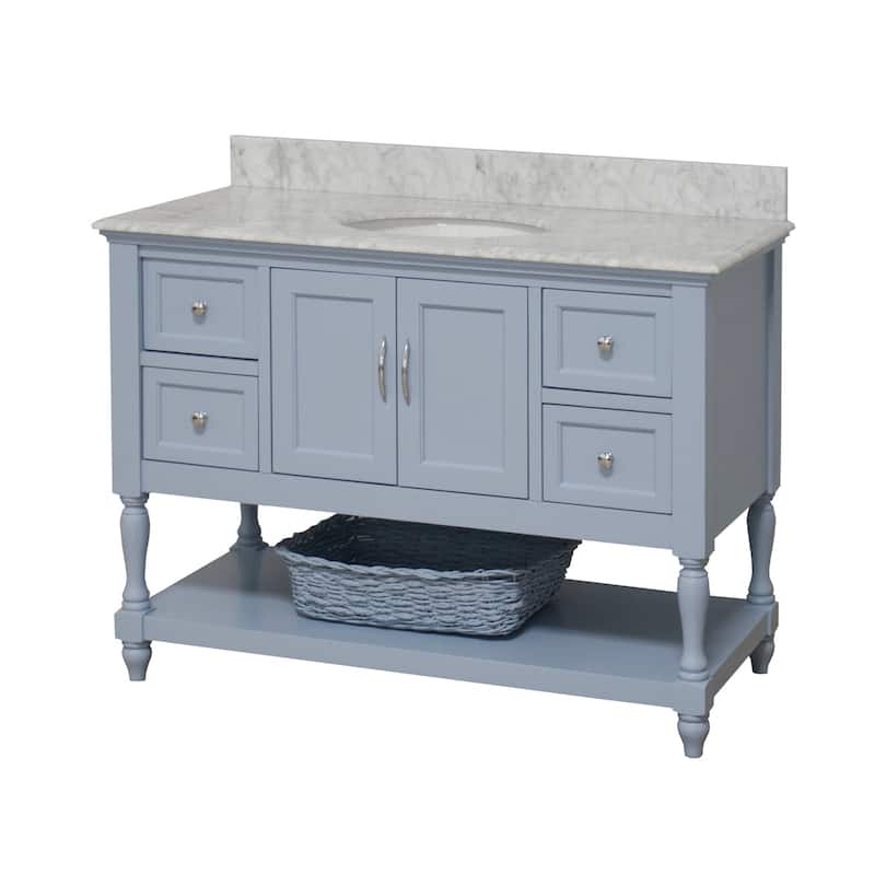 KitchenBathCollection Beverly 48" BathroomVanity w/ Carrara Marble Top
