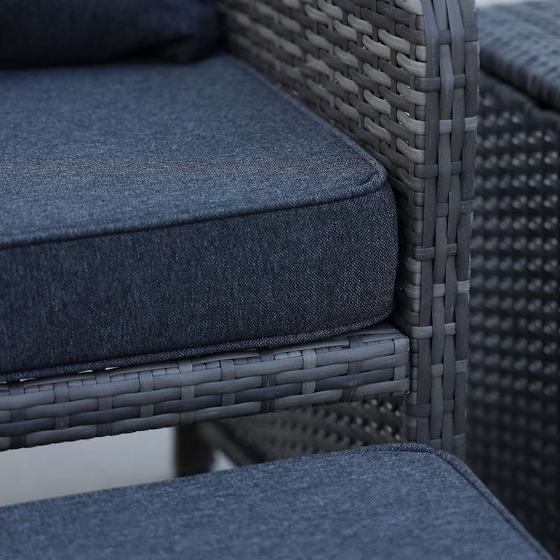 5 Pieces Wicker Patio Furniture Set Outdoor Patio Chairs with Ottomans Conversation Furniture