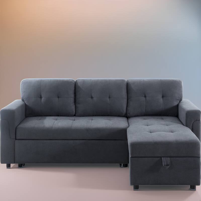 Reversible Sectional Sleeper Sofa with Storage Chaise & Pull-Out Bed
