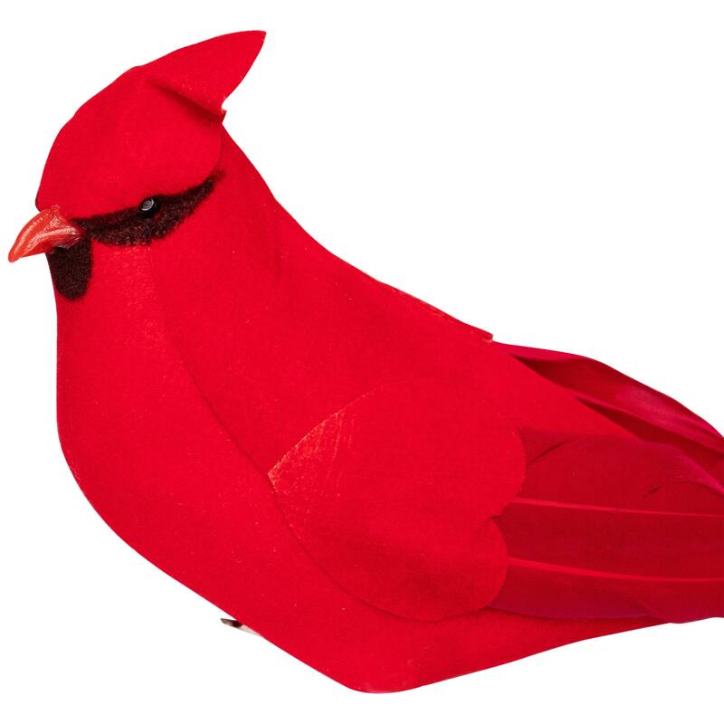 Cardinal Clip-on Christmas Ornaments - 8" - Red and Black - Set of 2