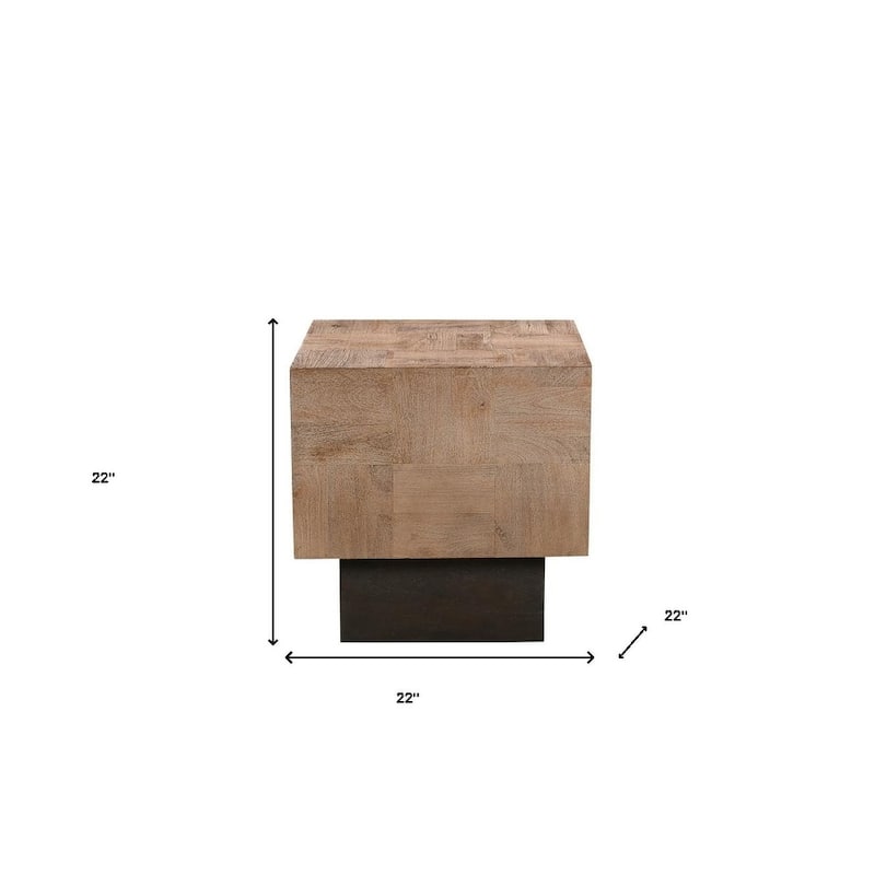 HomeRoots 22" Black And Brown Solid Wood End Table - 24.5