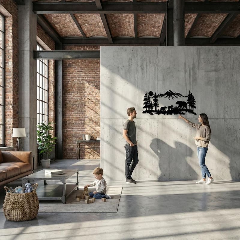 Bear Metal Wall Decor for Home and Outside - Wall-Mounted Geometric Wall Art Decor