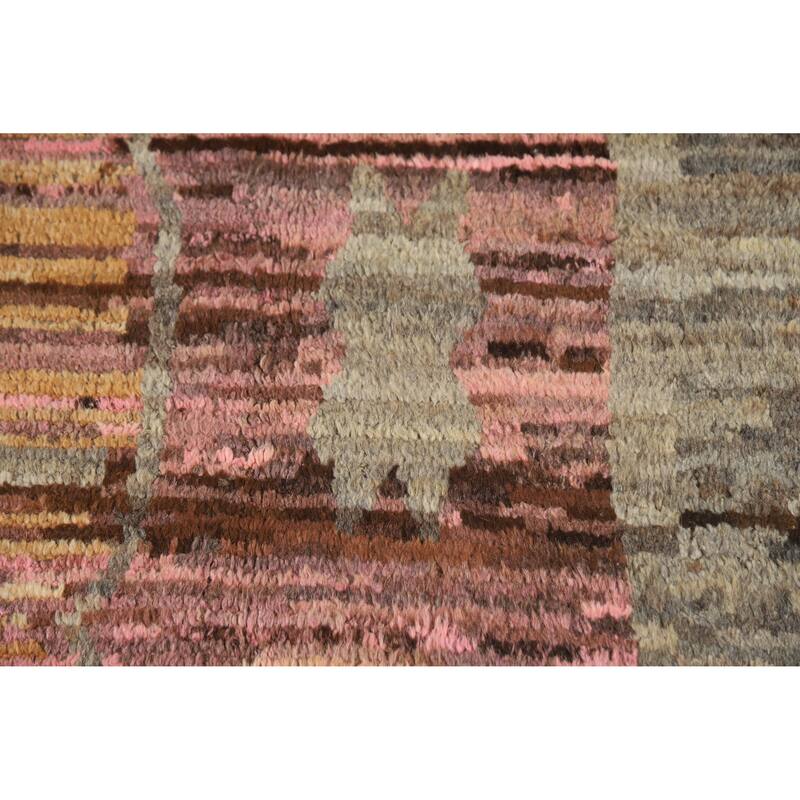 Abstract Geometric Moroccan Oriental Rug Hand-Knotted Wool Carpet - 5'3" x 6'6"