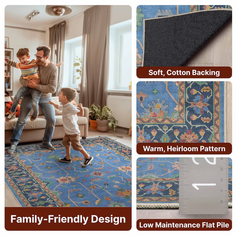 Well Woven Ushak Antalya Floral Modern Vibrant Flat-Weave Area Rug