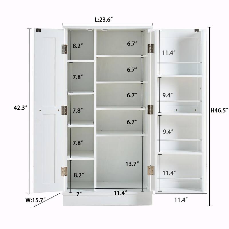 Freestanding Kitchen Pantry Storage Cabinet with Doors & Adjustable Shelves