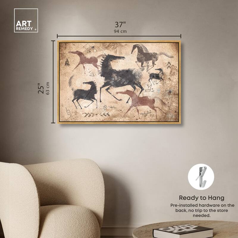 Cave Drawing Horses Canvas by Art Remedy
