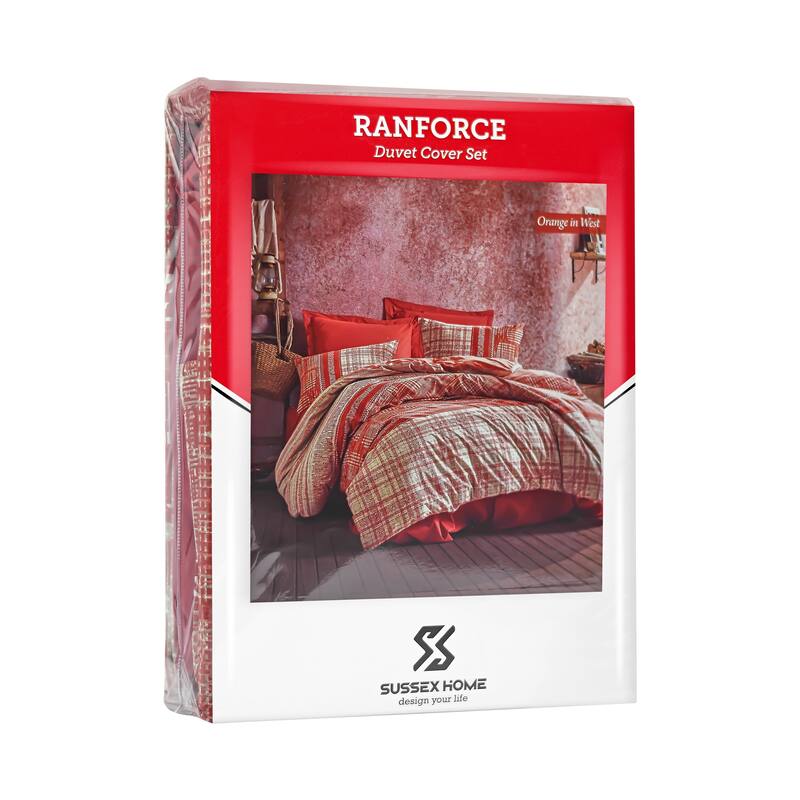 SUSSEXHOME Orange in West Queen Size Duvet Cover Set, Hypoallergenic