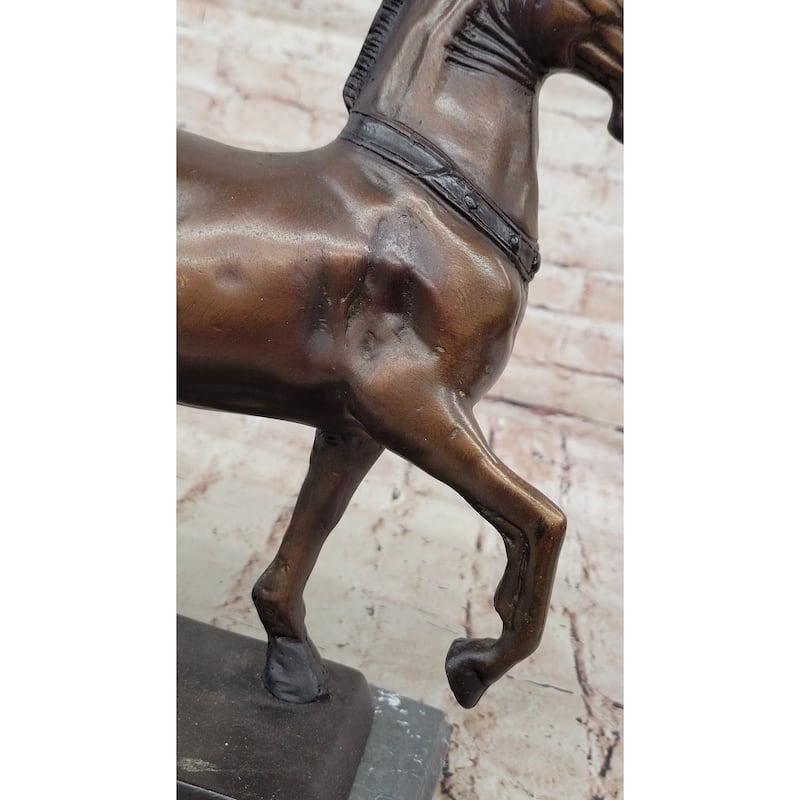 Bronze Horse Sculpture – Elegant Stallion Statue On Marble Base