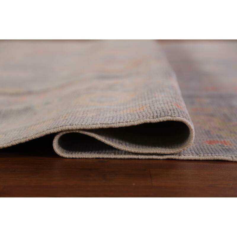 Hand Knotted Oriental 100% Wool Carpet Transitional All-Over Greys & Charcoal Oushak Area Rug - 9' 11'' X 8' 0''