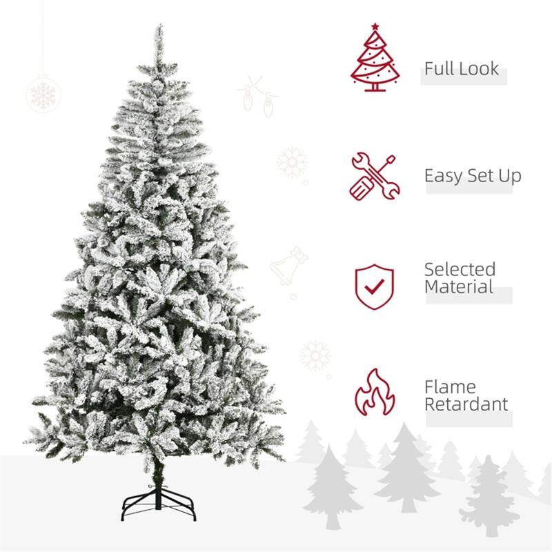 Green-White PVC Steel Snow Flocked Pine Christmas Tree with Stand