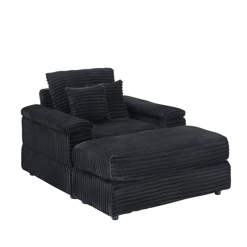 Corduroy Single Sofa Set with 2 Throw Pillows (500lb Capacity)