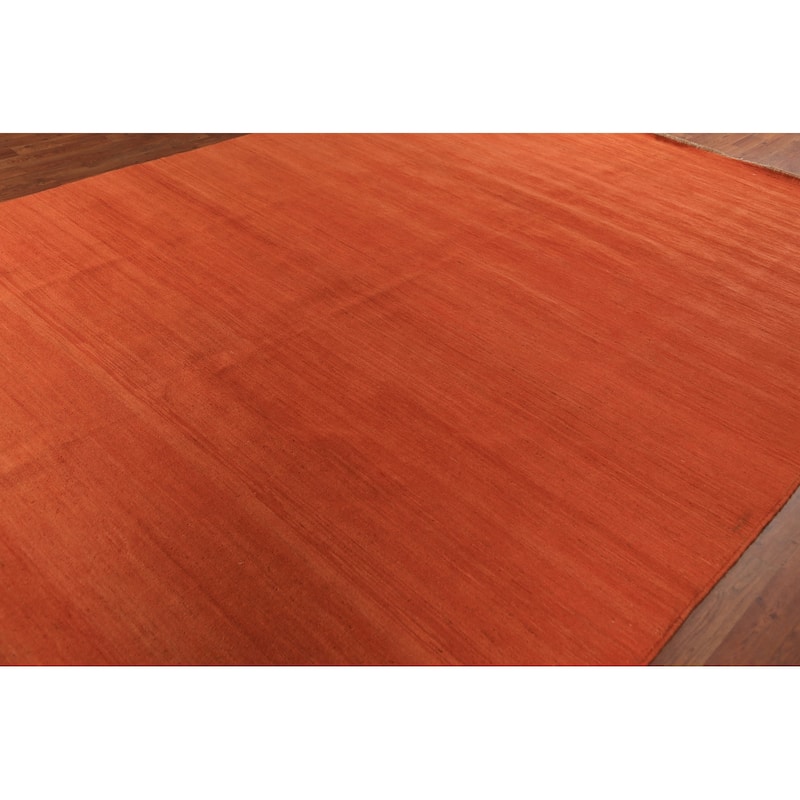 Modern Orange Gabbeh Oriental Area Rug Handmade Wool Carpet - 8'4" x 11'4"