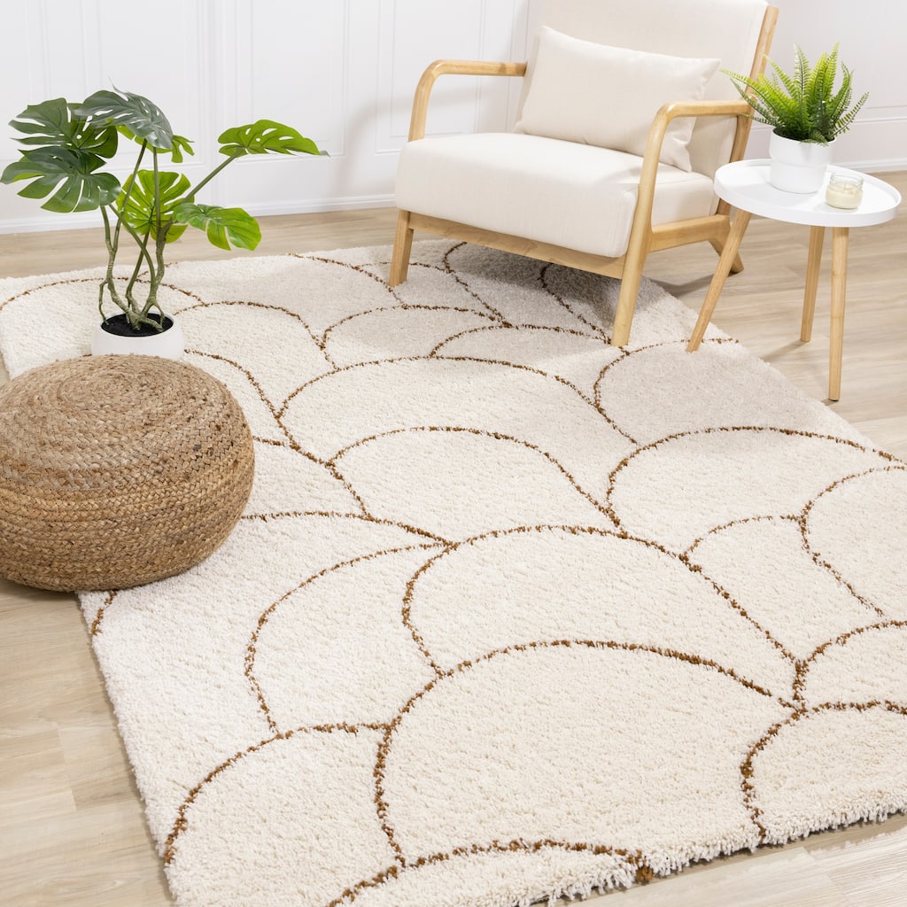 Miley Collection - Orange/Cream Layered Arches Rug