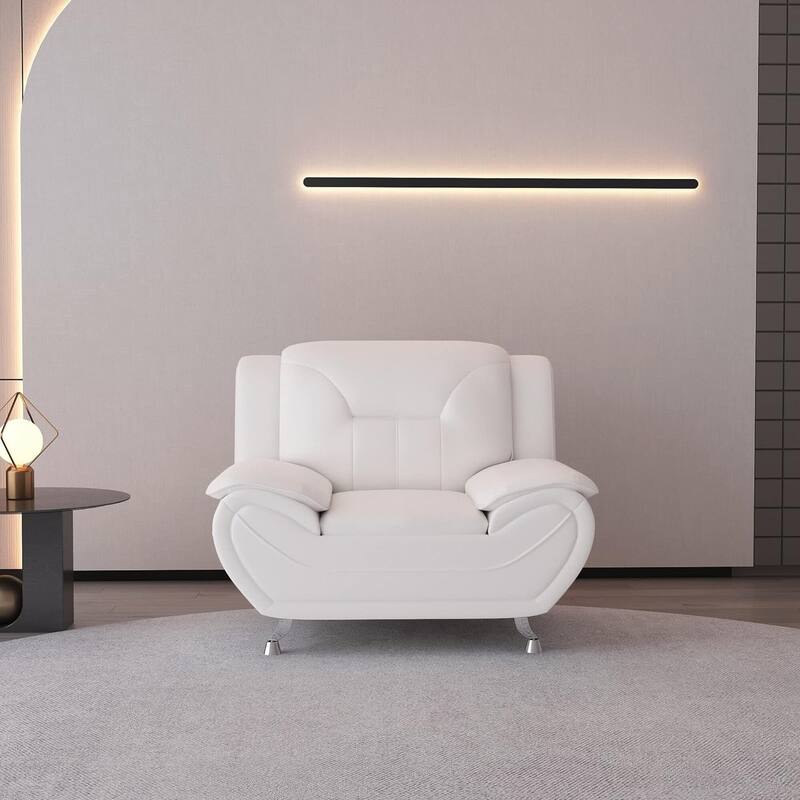 Sanuel 47.3" Wide Faux Leather Club Chair - Cream White