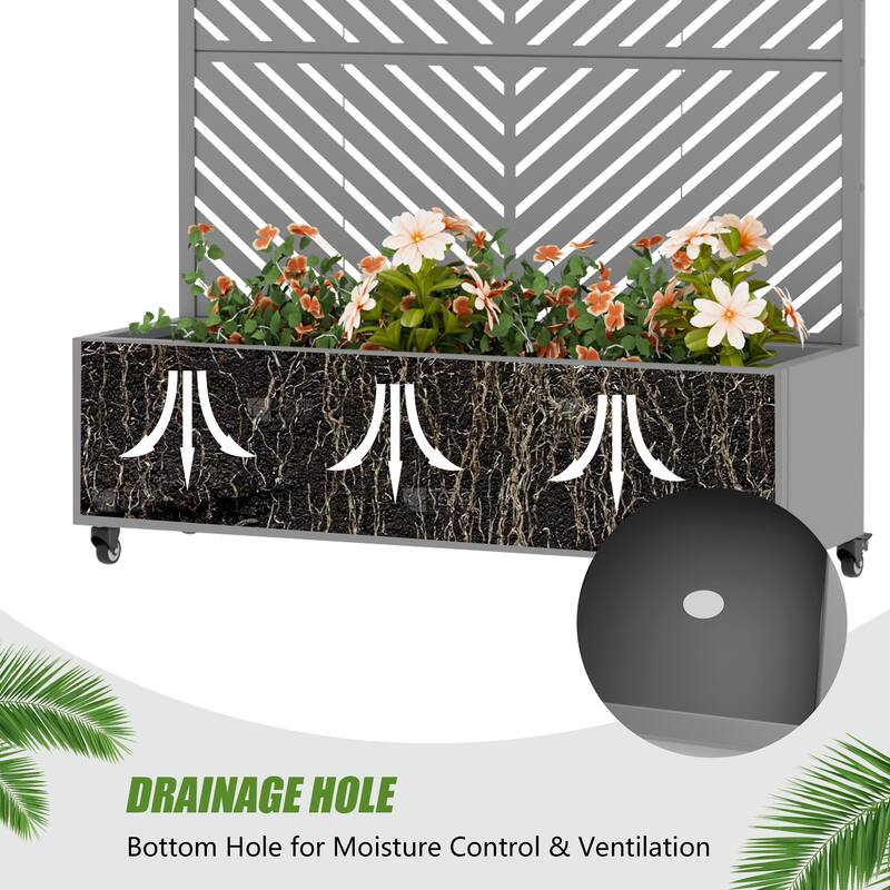 Raised Garden Bed Planter with Trellis Movable Planter Box with Lockable Wheels